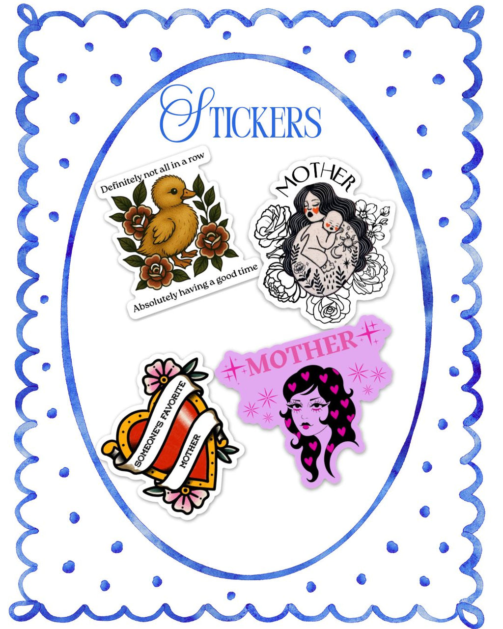 Set of stickers with artistic designs 