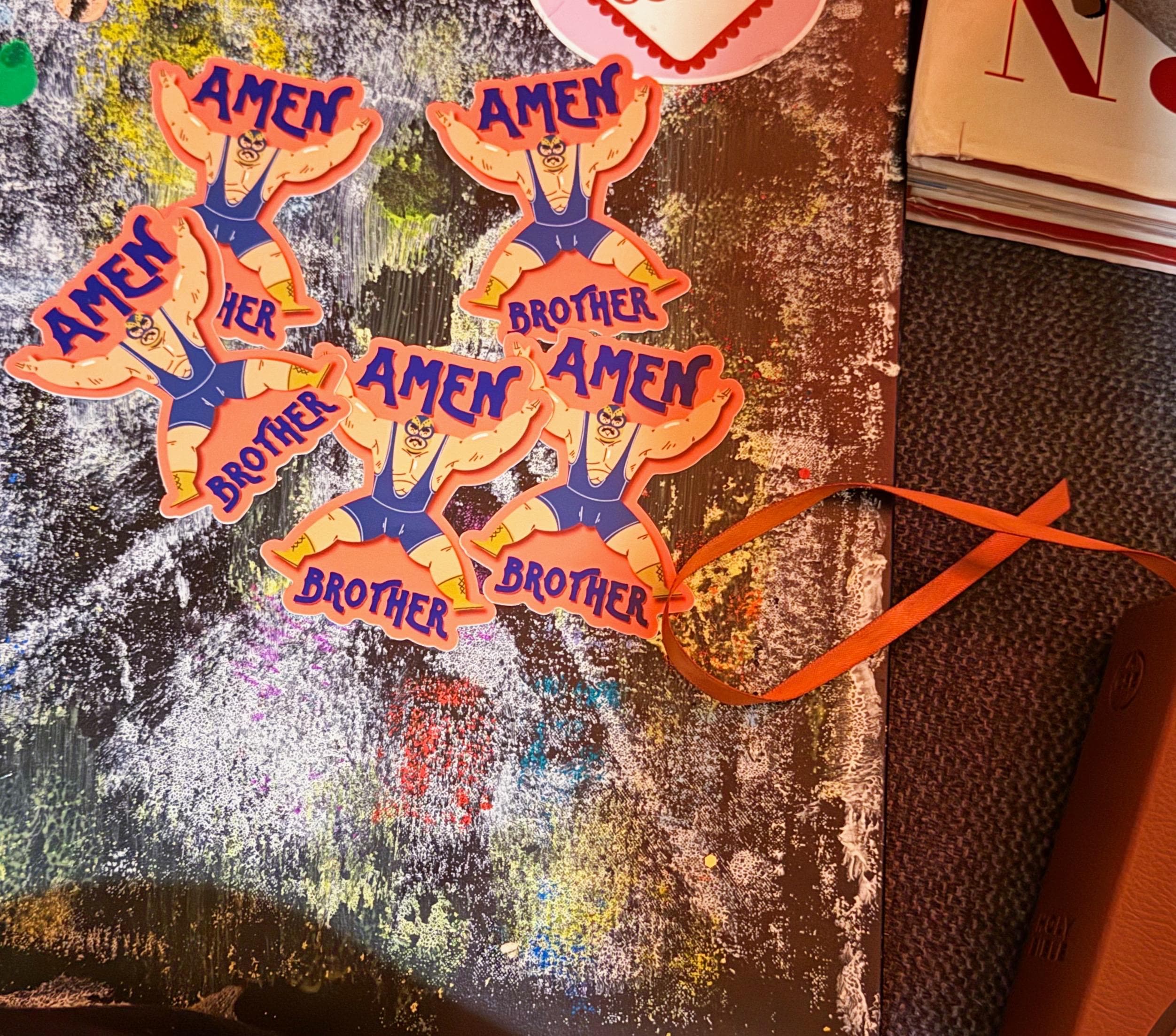 Amen Brother Wrestler Sticker | Youth Christian Gift